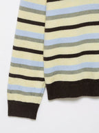 Round Neck Long Sleeve Loose Contrast Color Striped Lazy Knitted Sweater Women