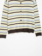 Round Neck Long Sleeve Loose Contrast Color Striped Lazy Knitted Sweater Women