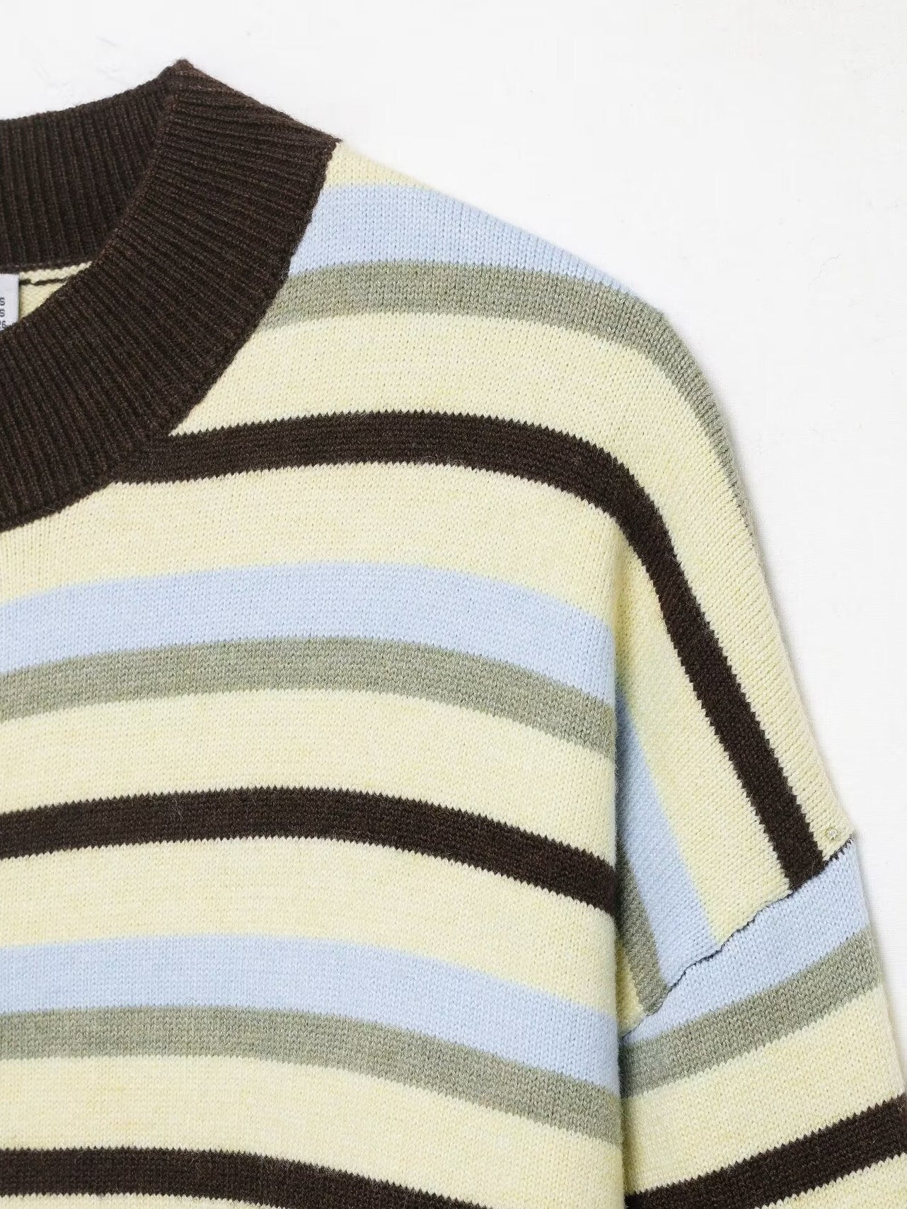 Round Neck Long Sleeve Loose Contrast Color Striped Lazy Knitted Sweater Women