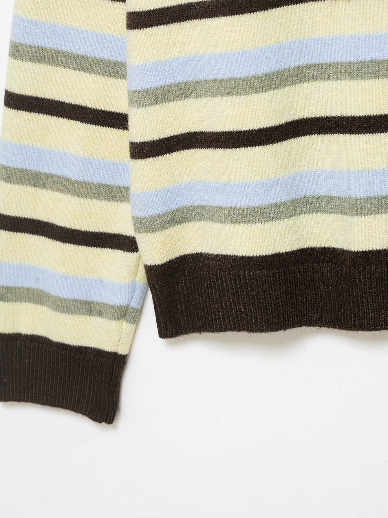 Round Neck Long Sleeve Loose Contrast Color Striped Lazy Knitted Sweater Women