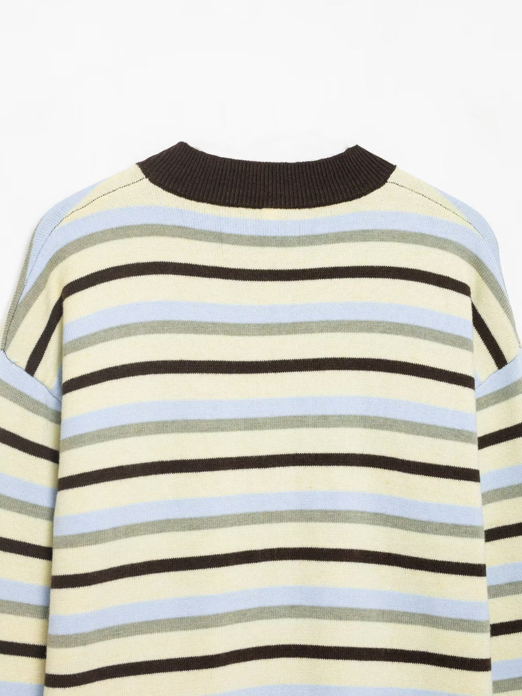 Round Neck Long Sleeve Loose Contrast Color Striped Lazy Knitted Sweater Women