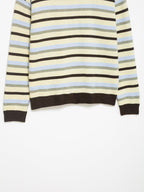 Round Neck Long Sleeve Loose Contrast Color Striped Lazy Knitted Sweater Women