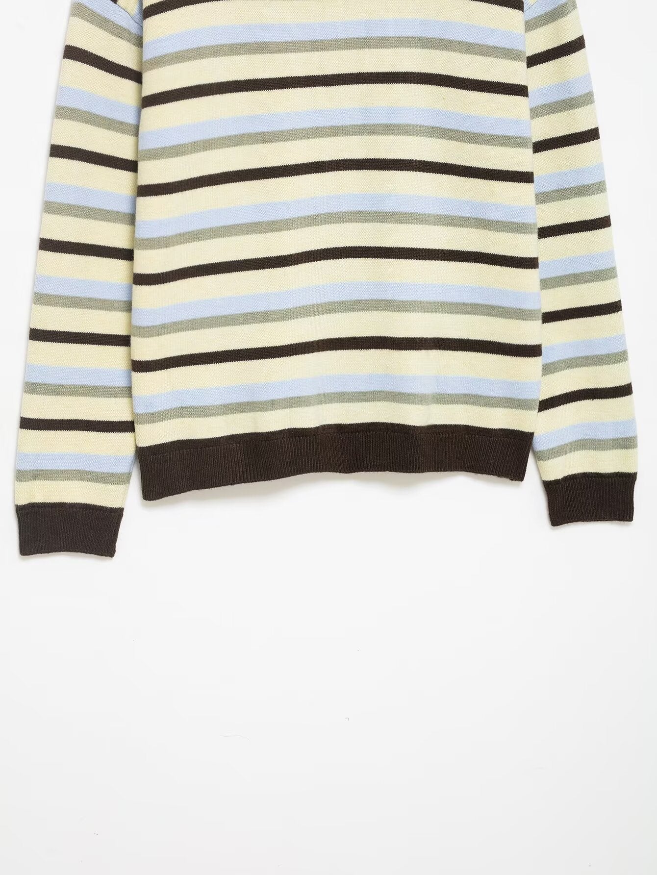 Round Neck Long Sleeve Loose Contrast Color Striped Lazy Knitted Sweater Women