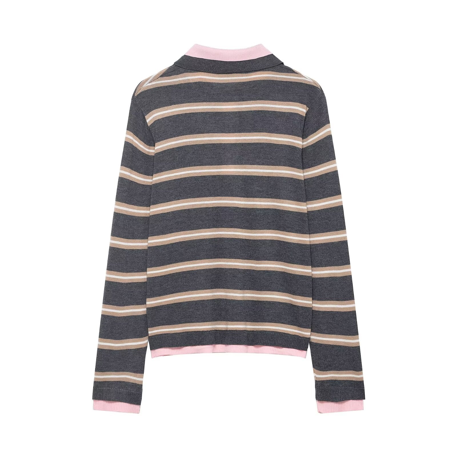 Women Casual Loose Patchwork Stripes Knitwear