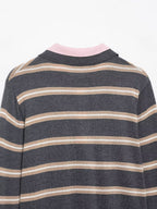 Women Casual Loose Patchwork Stripes Knitwear