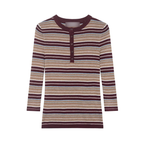 Women Clothing Spring Classic Color Contrast round Neck Striped Sweater