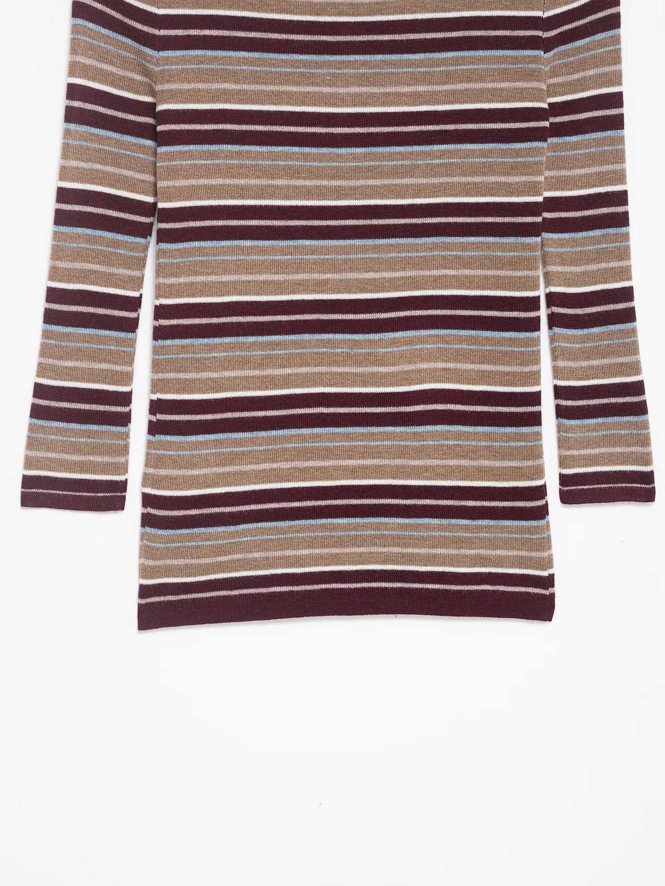 Women Clothing Spring Classic Color Contrast round Neck Striped Sweater