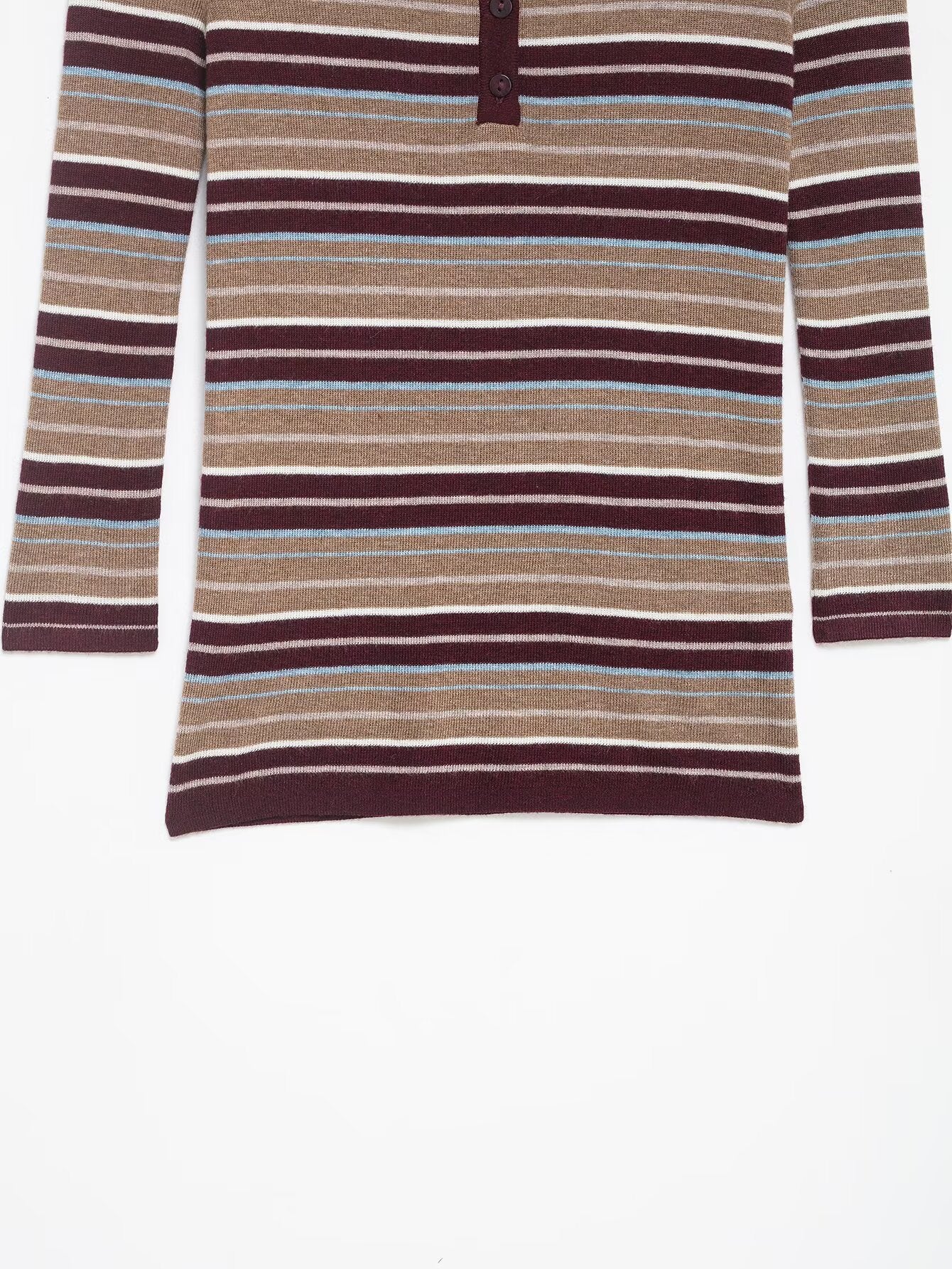 Women Clothing Spring Classic Color Contrast round Neck Striped Sweater