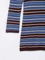Women Clothing Spring Casual Contrast Color Stand up Collar Long Sleeve Striped Sweater