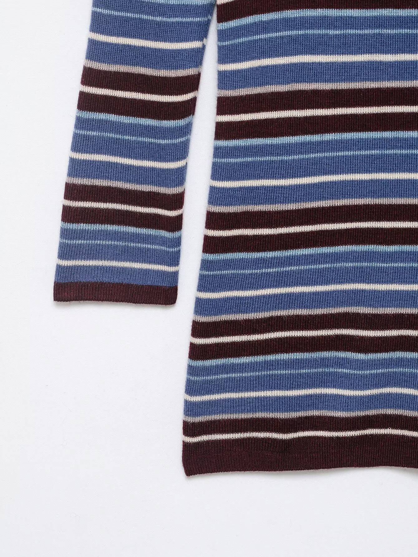 Women Clothing Spring Casual Contrast Color Stand up Collar Long Sleeve Striped Sweater