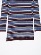 Women Clothing Spring Casual Contrast Color Stand up Collar Long Sleeve Striped Sweater