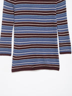 Women Clothing Spring Casual Contrast Color Stand up Collar Long Sleeve Striped Sweater