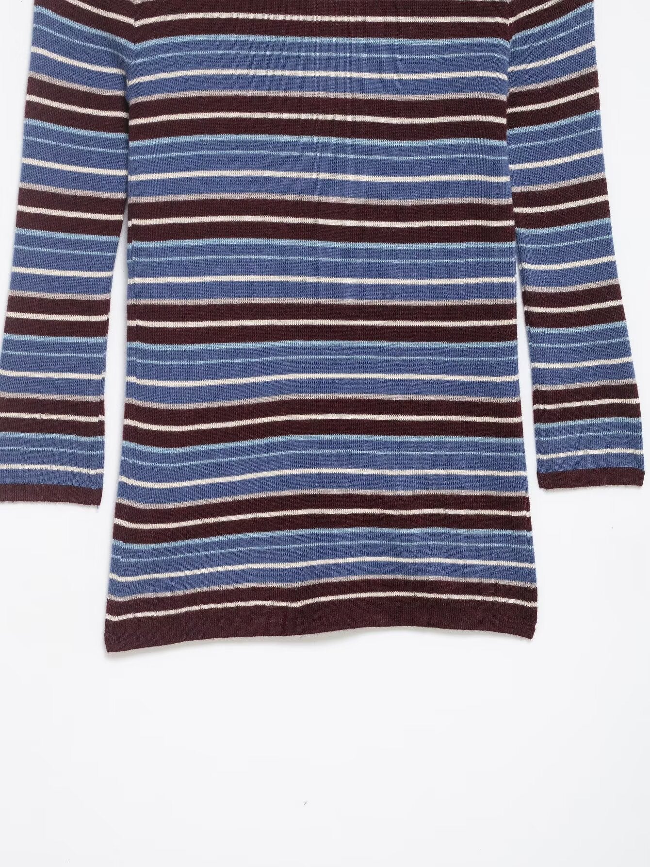 Women Clothing Spring Casual Contrast Color Stand up Collar Long Sleeve Striped Sweater