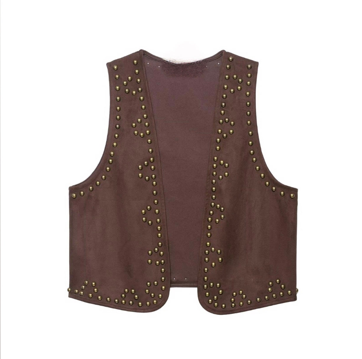Women Clothing Rivet Suede Effect Vest Shorts
