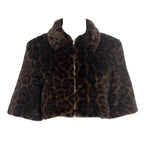 Women Clothing Autumn Winter Graceful Fashionable Collared Leopard Zipper Fur Short Jacket