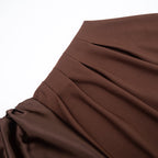 Women Clothing Autumn Winter Expensive Socialite One Shoulder Pleated Stitching Hip Fishtail Dress