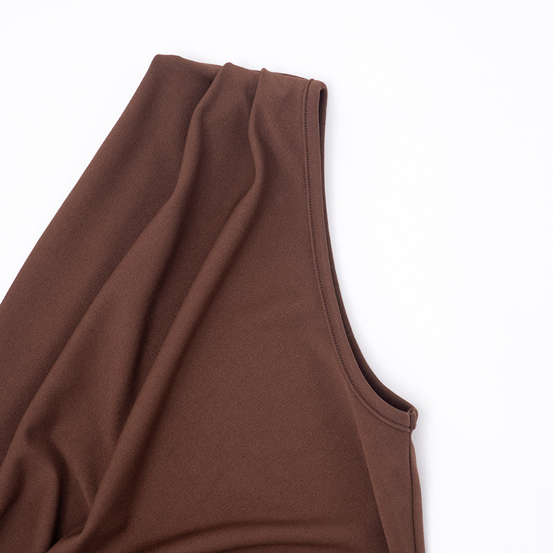 Women Clothing Autumn Winter Expensive Socialite One Shoulder Pleated Stitching Hip Fishtail Dress