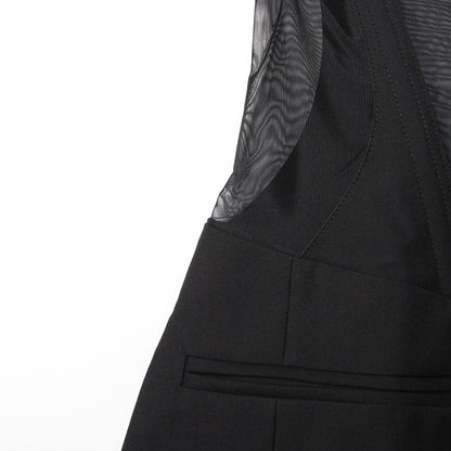 Autumn Boning Corset Waist Mesh Stitching See Through Design Blazer Mid Length Blazers