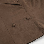 French Suede Collar Casual Double Breasted Coat Fall Winter Brushed Velvet Coat