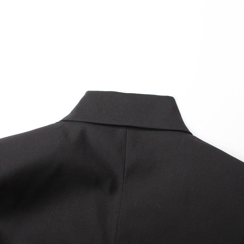 Autumn Boning Corset Waist Mesh Stitching See Through Design Blazer Mid Length Blazers