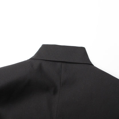 Autumn Boning Corset Waist Mesh Stitching See Through Design Blazer Mid Length Blazers