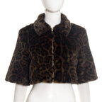 Women Clothing Autumn Winter Graceful Fashionable Collared Leopard Zipper Fur Short Jacket