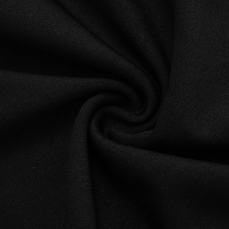 Women Clothing Autumn Winter Elegant Slim Fit Black White Contrast Color Pleated Boat Neck Backless Sheath Dress